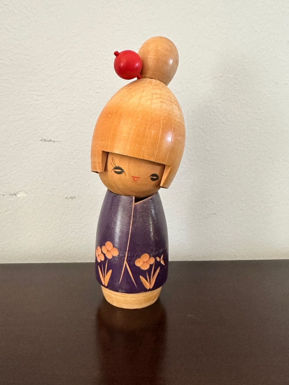 Vintage Japanese Creative Kokeshi Doll Signed Suigai Sato 7" Handmade Kimono